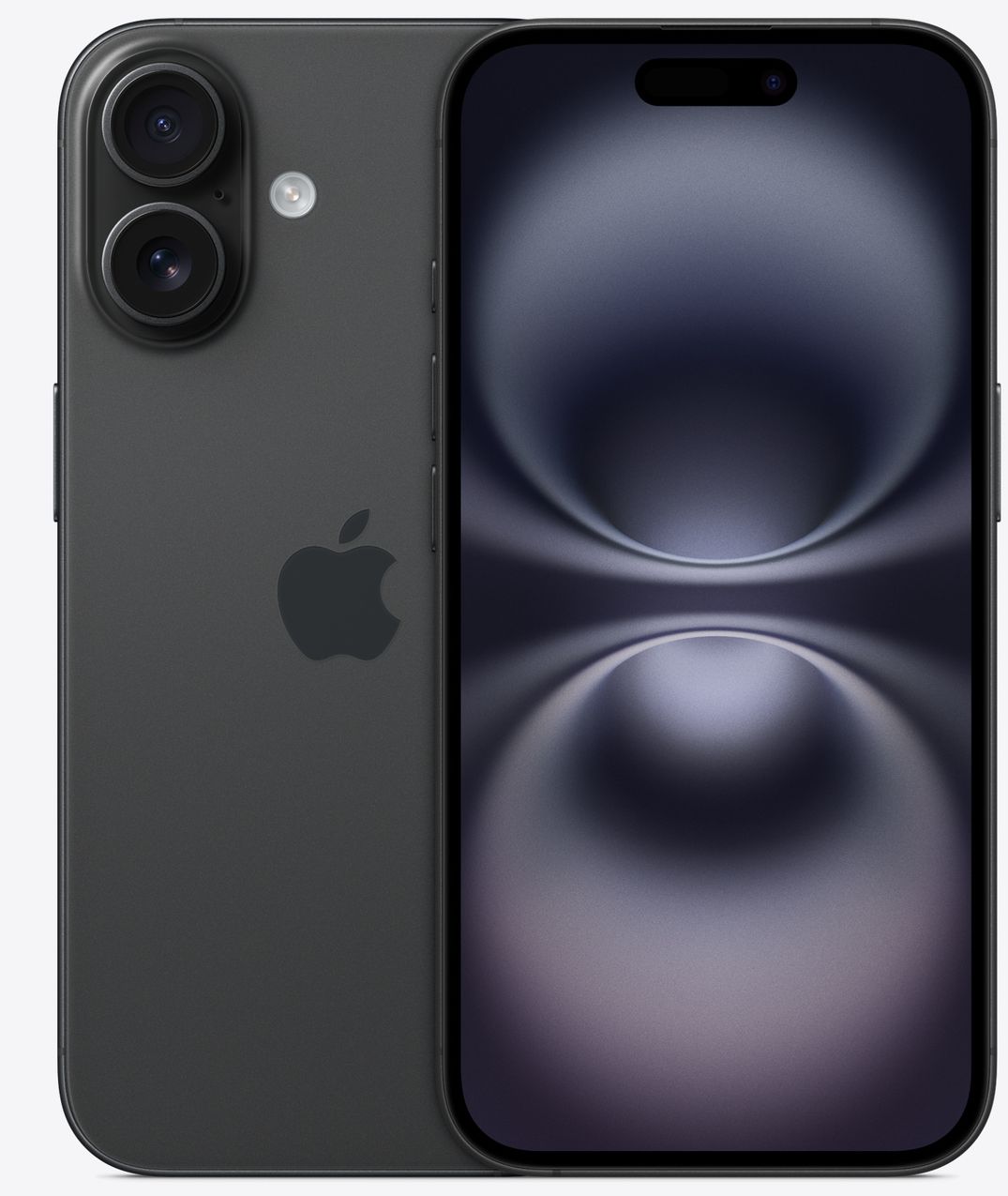 iPhone 16 preto visto de frente e de costas