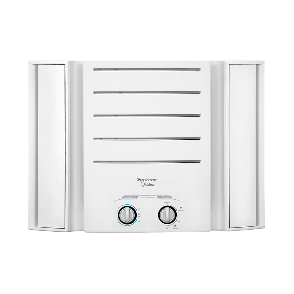 Ar-condicionado de janela Midea 7.500 BTU/h mecânico branco, com dois botões giratórios no painel