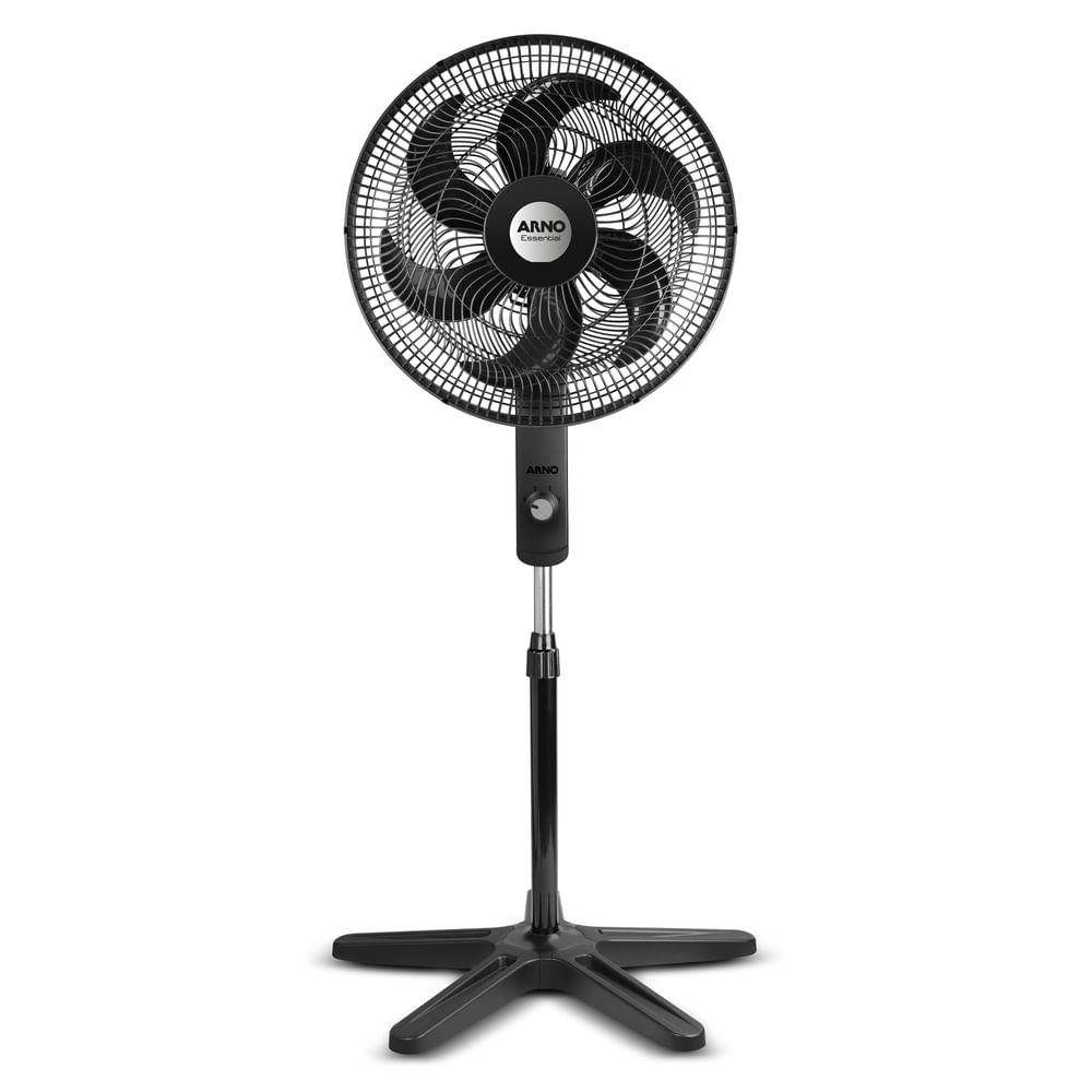 Ventilador de coluna Arno Essential VE2C preto com seletor redondo na haste e base em formato de estrela