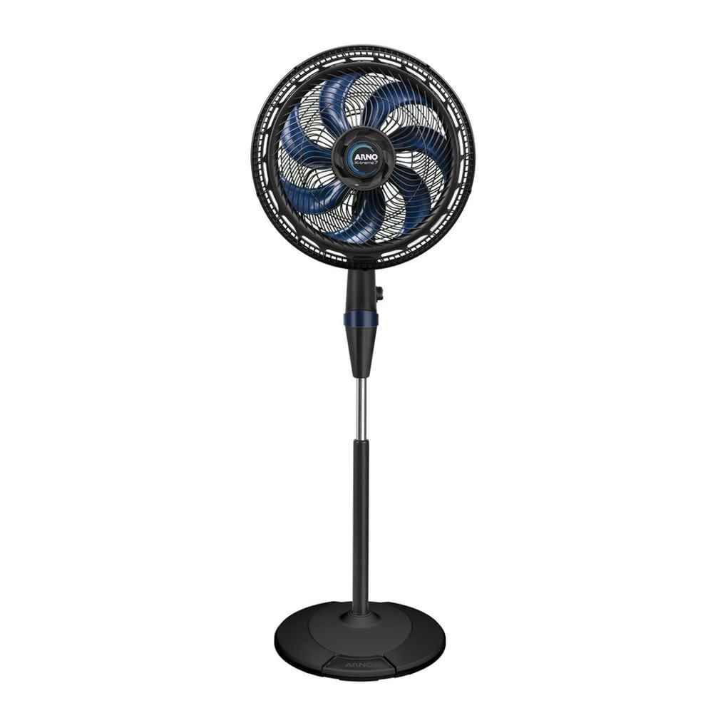 Ventilador de coluna Arno X-treme 7 VE7C preto com pás azuis, haste ajustável e base redonda