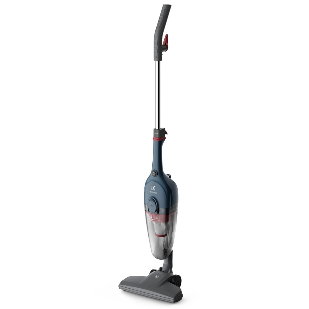 Aspirador vertical Electrolux STK13A azul, com bocal para pisos, visto em pé