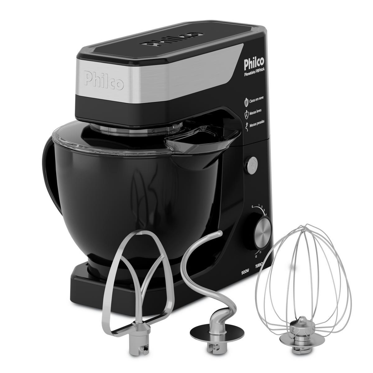 Batedeira planetária Philco Concept PBP90A preta com os três batedores