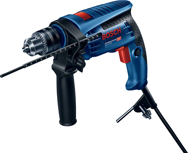 Furadeira de impacto Bosch GSB 13 RE azul com empunhadeira auxiliar e limitador de profundidade