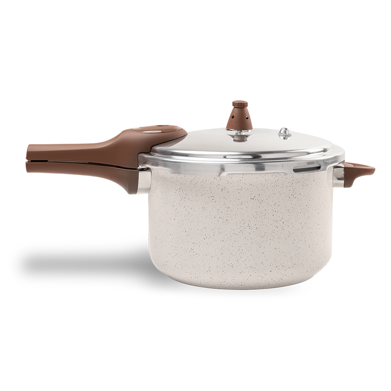 Panela de pressão Brinox Ceramic Life Pressure 6,8 L Vanilla de 24 cm com cabo marrom