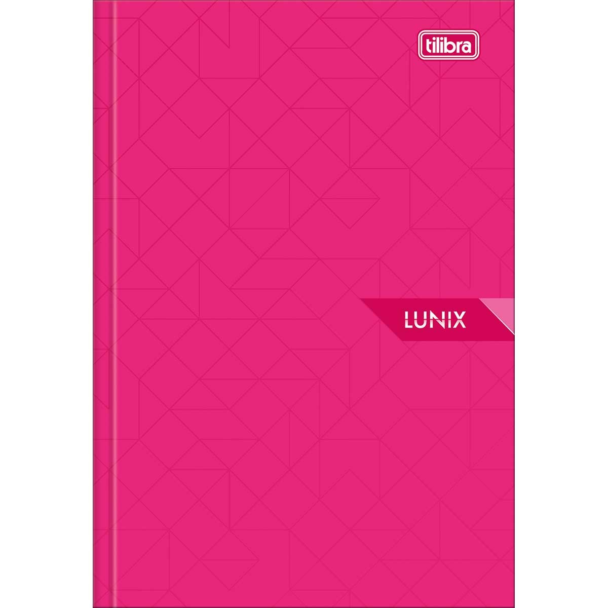 Caderno brochura Tilibra Lunix 1/4 de capa dura rosa com estampa geométrica