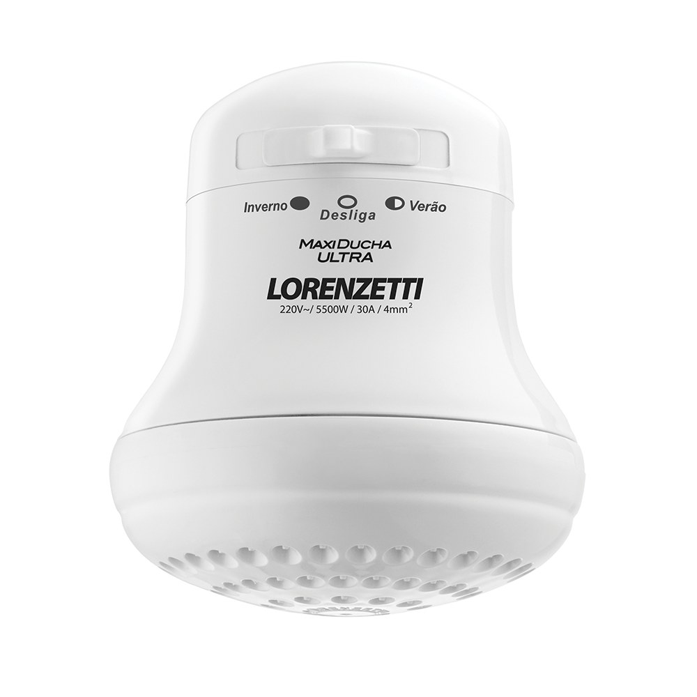 Chuveiro Lorenzetti Maxi Ducha Ultra, branco, com chave marcada Inverno, Desliga e Verão