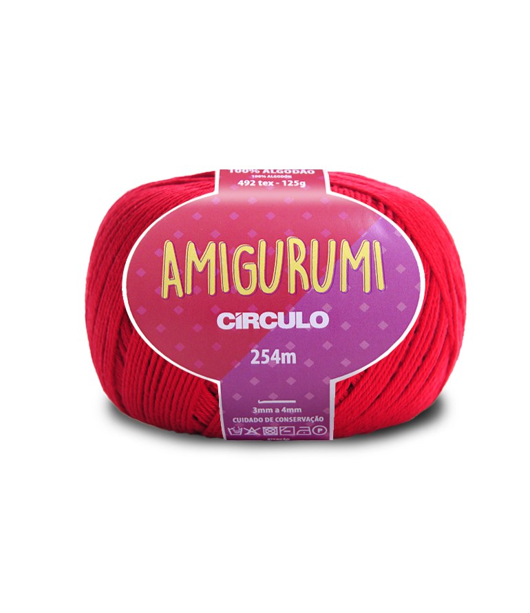 Novelo de fio Círculo Amigurumi 254 m em algodão mercerizado, na cor vermelha