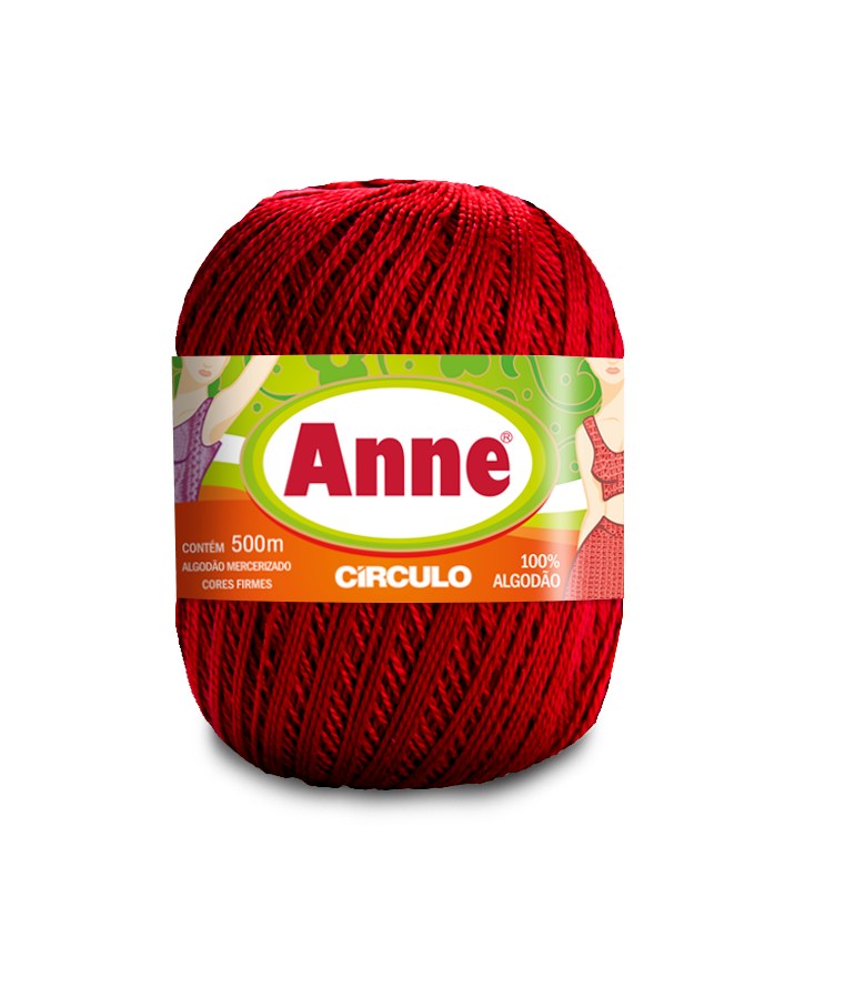 Novelo de linha Círculo Anne 500 m em algodão mercerizado, na cor vermelha