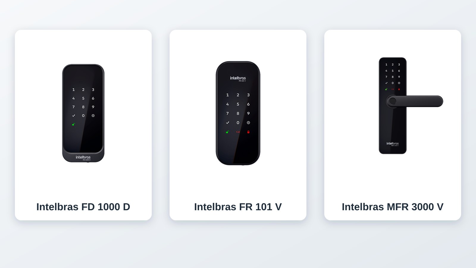 Fechadura digital Intelbras: FD 1000 D, FR 101 V e MFR 3000 V