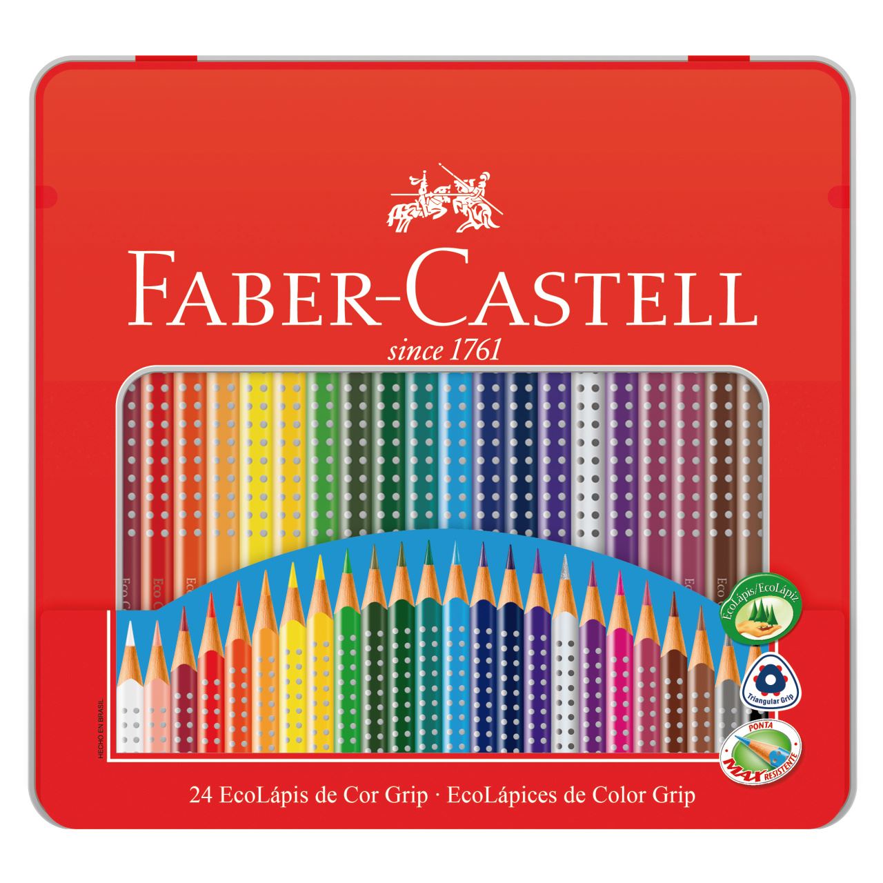 Estojo metálico do Ecolápis de Cor Grip 24 Cores da Faber-Castell