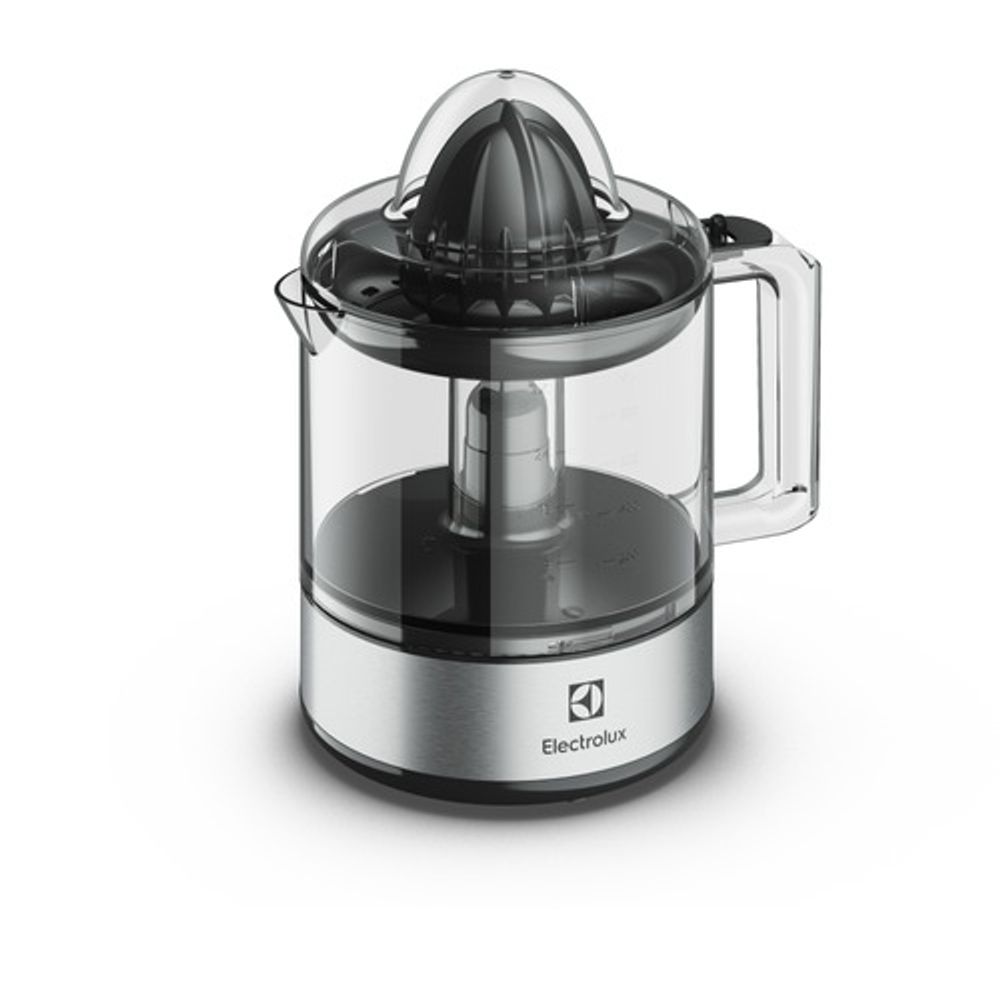 Espremedor de cítricos Electrolux ECP10 com jarra transparente, cone preto e base em aço inox escovado