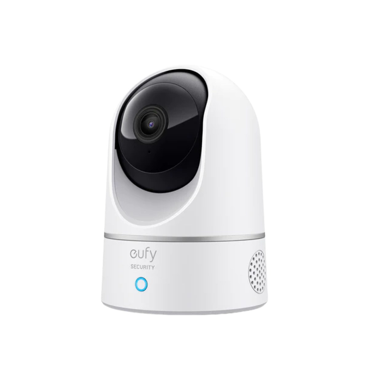 Câmera de segurança Wi-Fi eufy Indoor Cam E220, branca, com cúpula giratória e lente escura