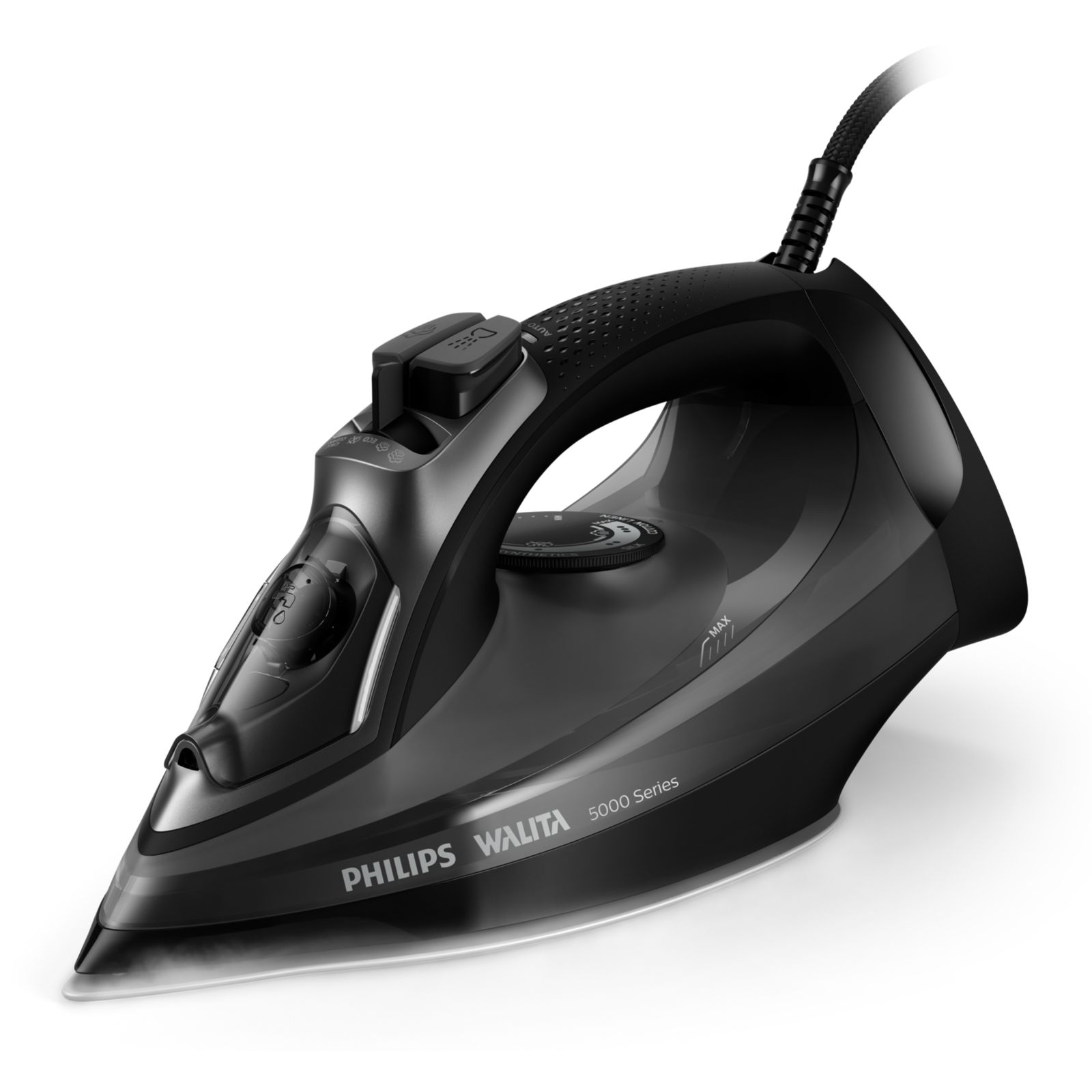 Ferro a vapor Philips Walita Série 5000 preto com base clara e cabo preto