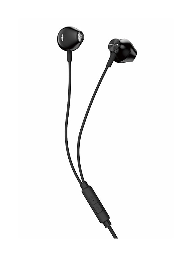 Fone de ouvido intra-auricular Philips TAUE101BK preto, com cabo e controle com botão