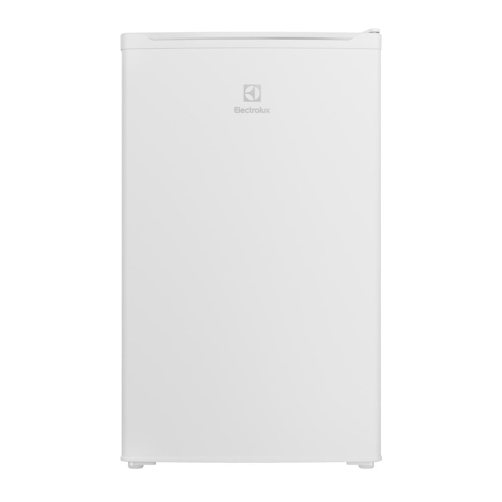 Frigobar Electrolux EM120 branco, de porta única, visto de frente