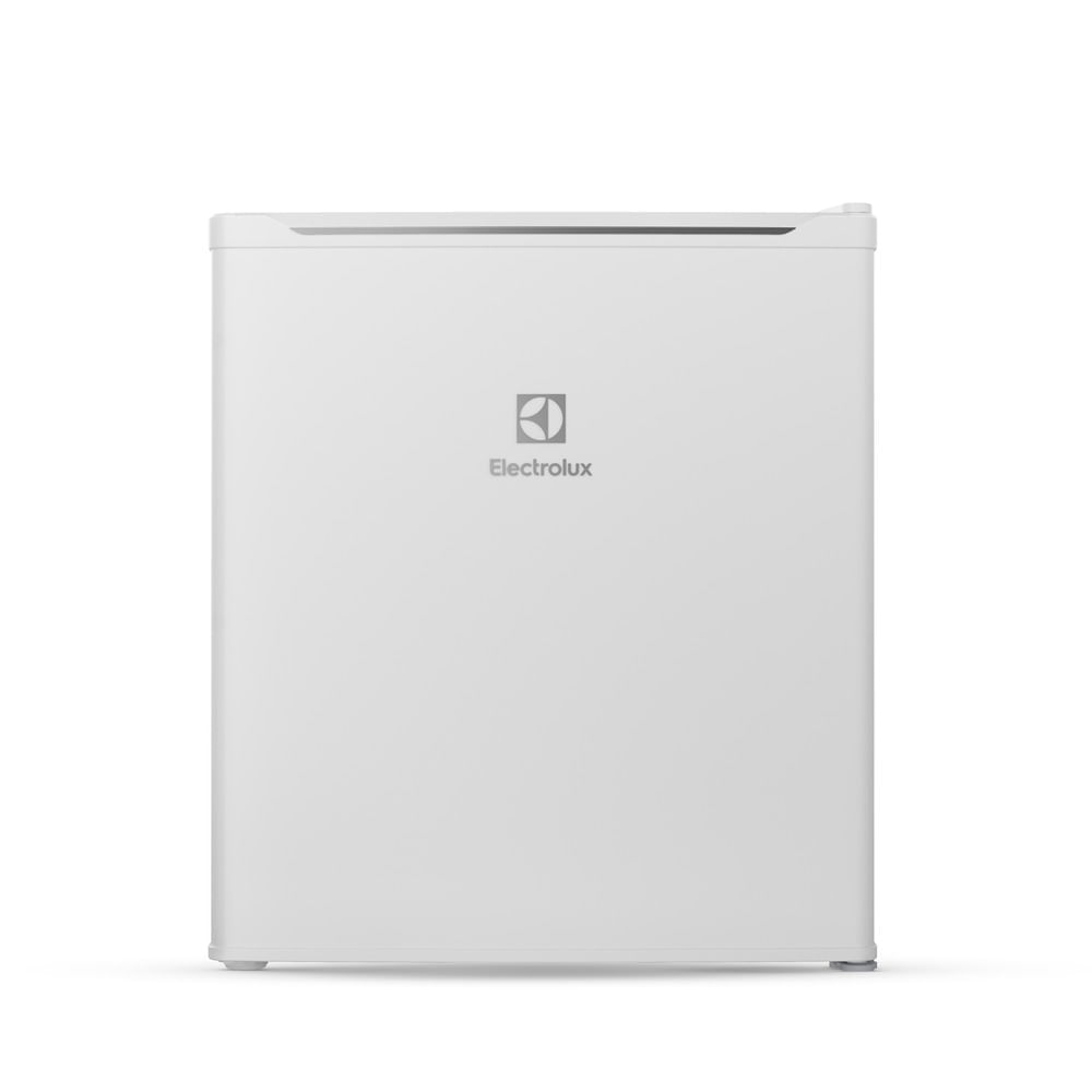 Frigobar Electrolux EM50 branco, de porta única, visto de frente
