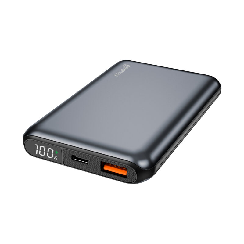Power bank Geonav PB10K20WSG de 10.000 mAh na cor cinza espacial, com visor de carga