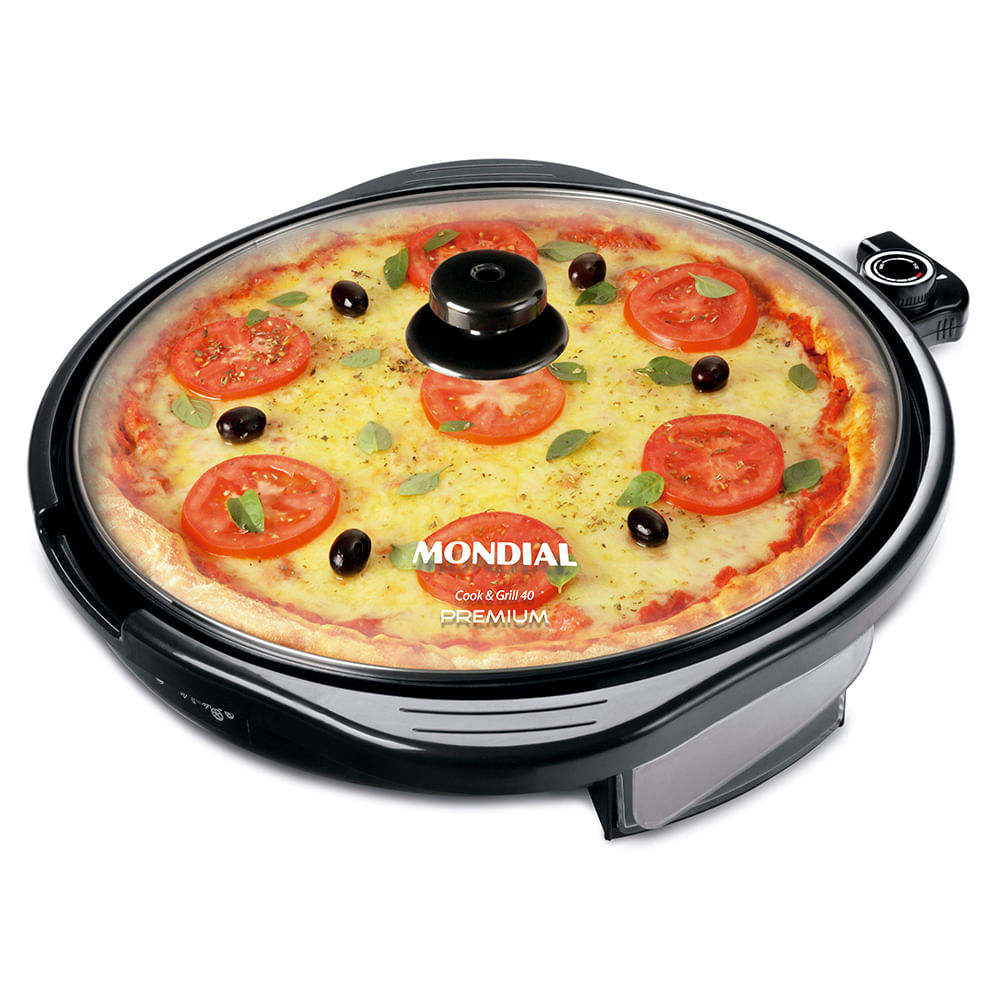 Grill redondo Mondial Cook & Grill 40 G-03 preto com tampa de vidro