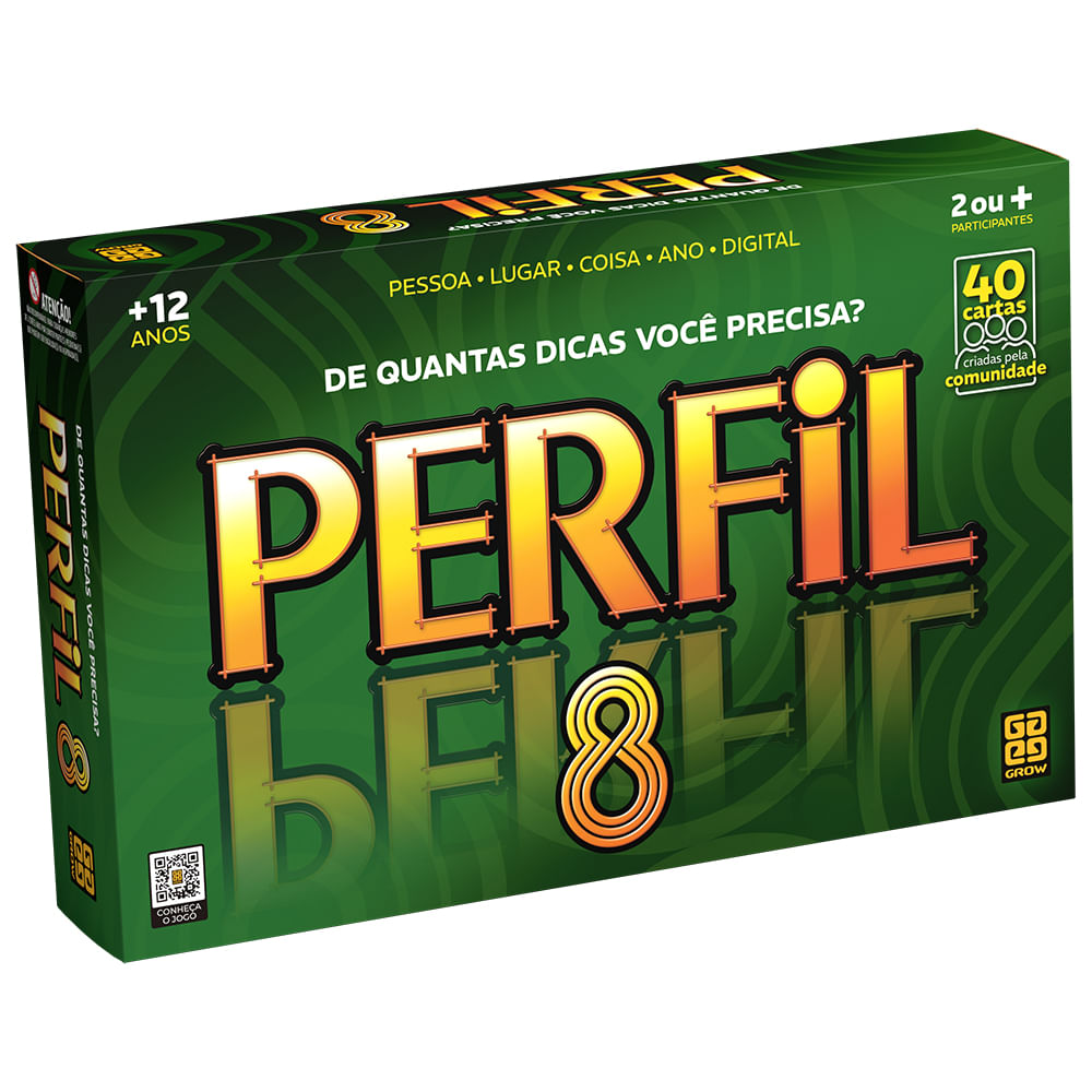 Caixa do jogo Grow Perfil 8, verde, com o título Perfil e o número 8 em dourado