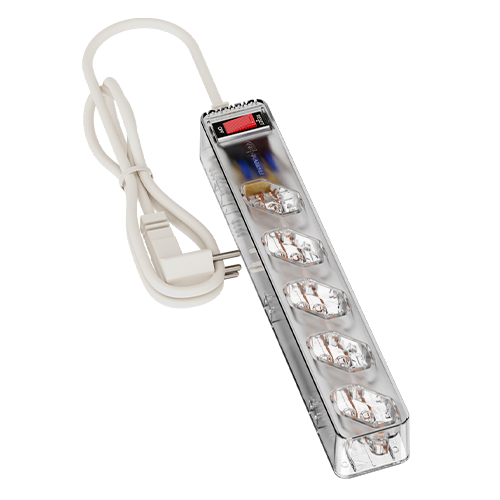 Filtro de linha iCLAMPER Energia 5, transparente, com cinco tomadas e cabo de 1 metro