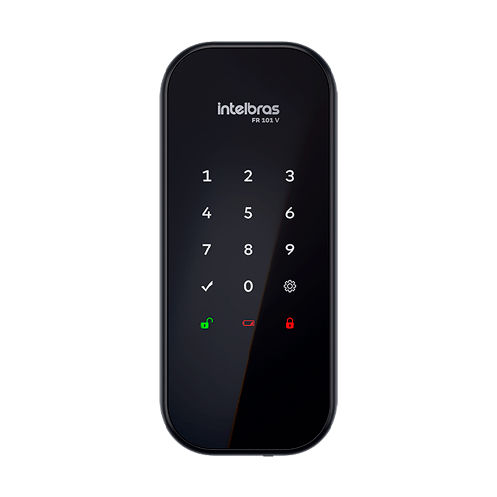 Fechadura digital de sobrepor Intelbras FR 101 V com teclado numérico e indicadores de bateria e trava