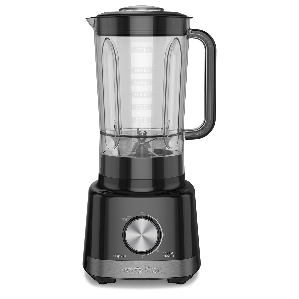 Liquidificador Britânia BLQ1280P preto com copo transparente graduado