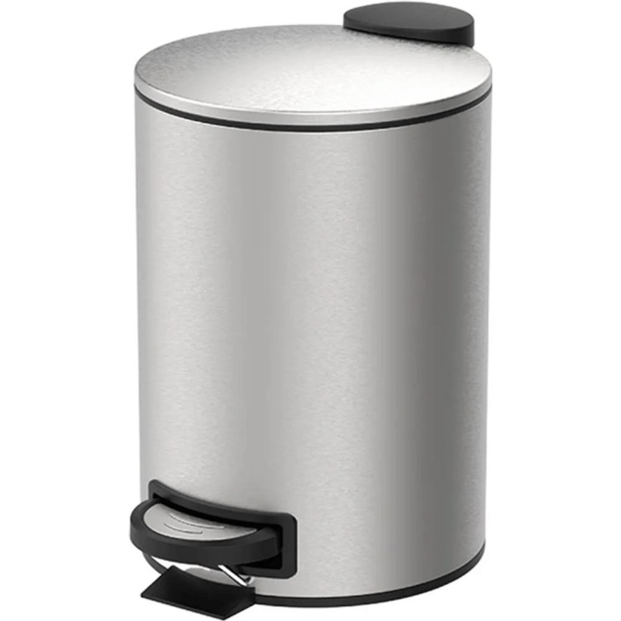 Lixeira Brinox Spin 3 litros em aço inox escovado com pedal e tampa achatada