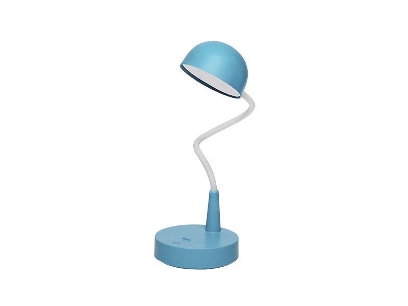 Luminária de mesa LED Taschibra Cup azul com haste curva e cúpula redonda