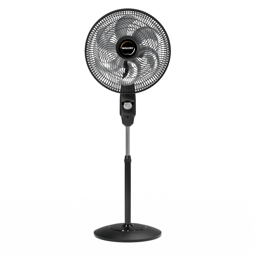 Ventilador de coluna Mallory Éolo preto e grafite, com hélice de 6 pás, haste inox e base redonda