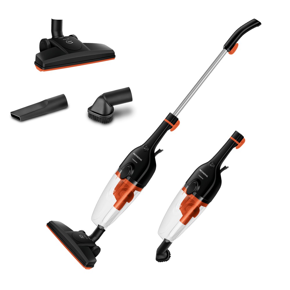 Aspirador de pó vertical Mondial Turbo Cycle AP-40-B, preto e laranja, com bocais