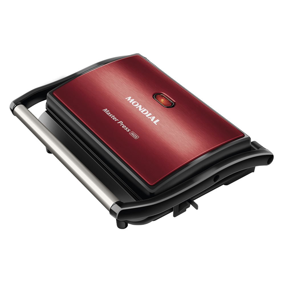 Sanduicheira e grill Mondial Master Press PG-01-RC-CL vermelha com alça longa em inox
