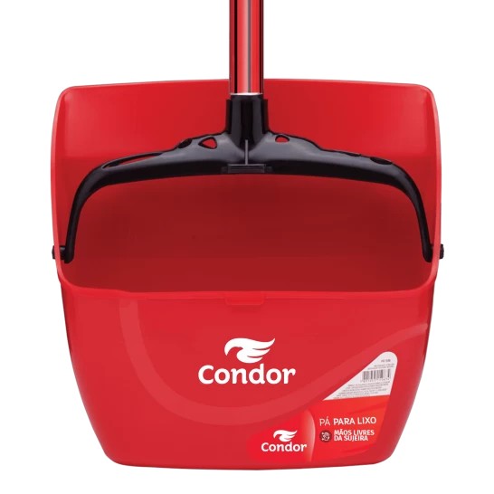 Pá para lixo articulada Condor 1506 vermelha com caçamba e cabo longo