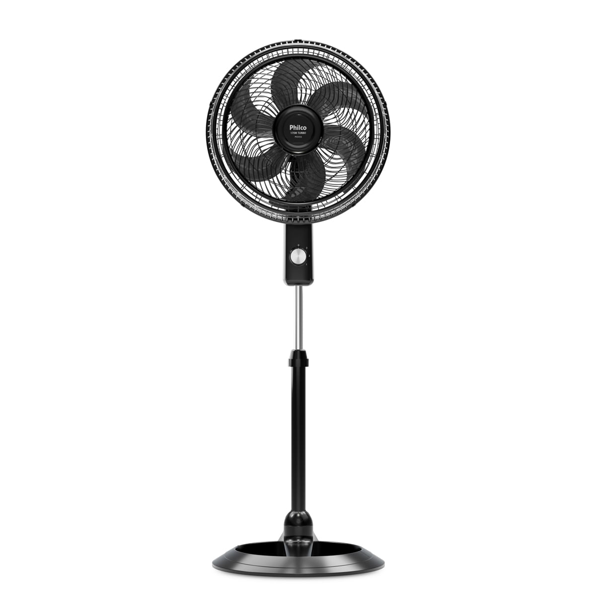 Ventilador de coluna Philco PVC41A preto com hélice de 6 pás, seletor redondo na haste e base larga