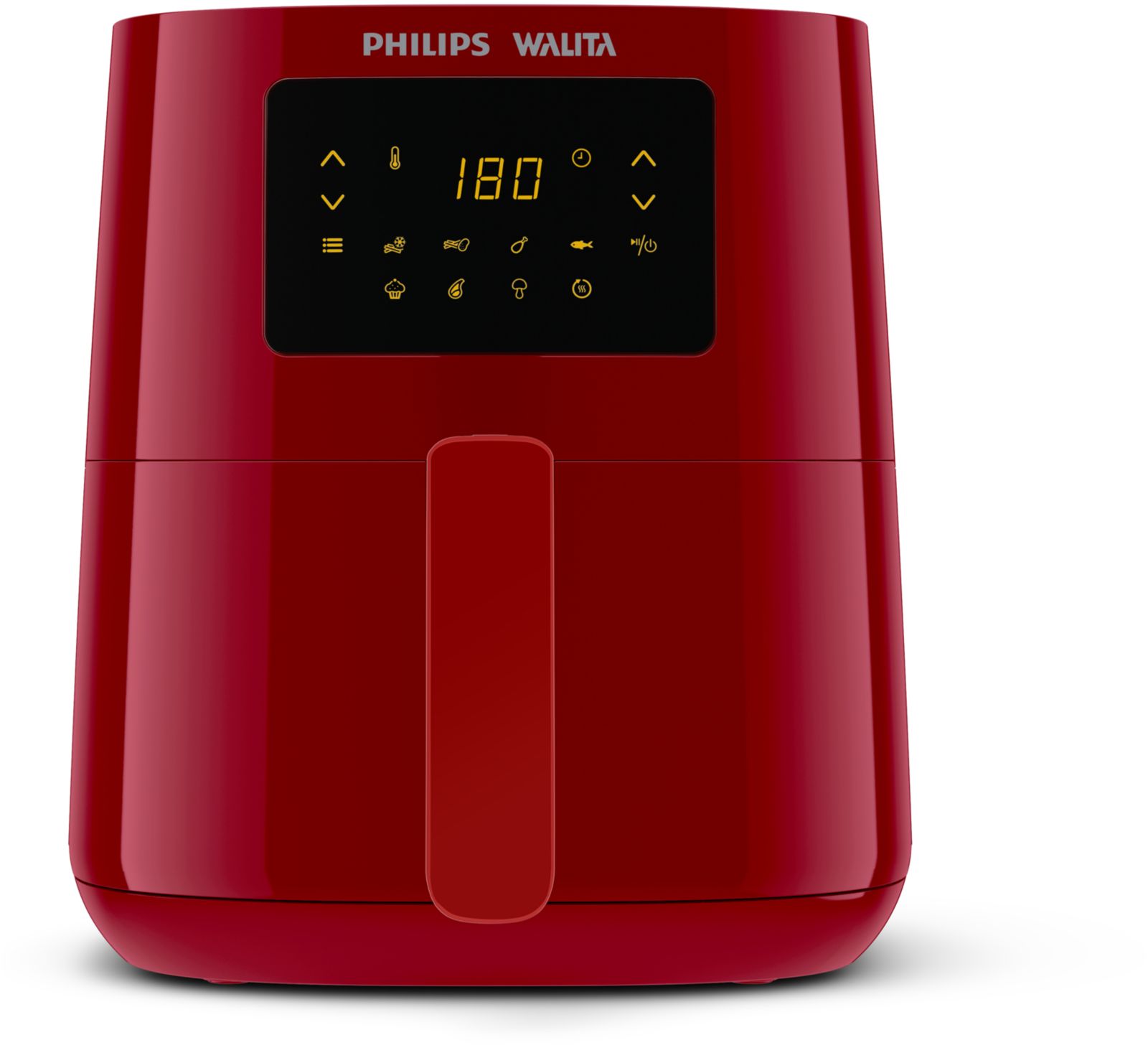 Airfryer Digital Philips Walita Série 3000 RI9252 vermelha, com painel digital escuro no alto e alça na frente
