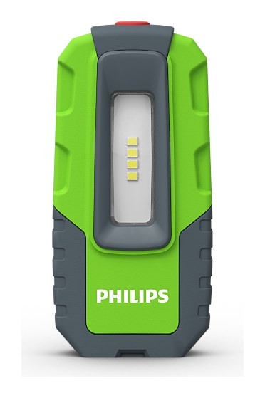 Lanterna Philips Xperion 3000 Pocket, compacta, verde e cinza, com faixa de LEDs na frente