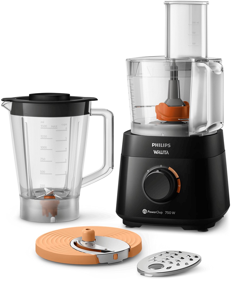 Processador Philips Walita RI7301 PowerChop 750 preto com copo de liquidificador e discos