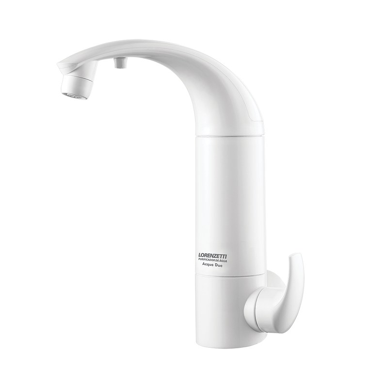 Purificador de água com torneira Lorenzetti Acqua Due de parede, branco, com bica curva