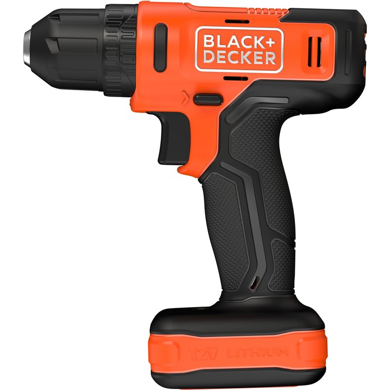 Parafusadeira e furadeira de impacto sem fio Black+Decker BCD712VHD laranja e preta com bateria integrada