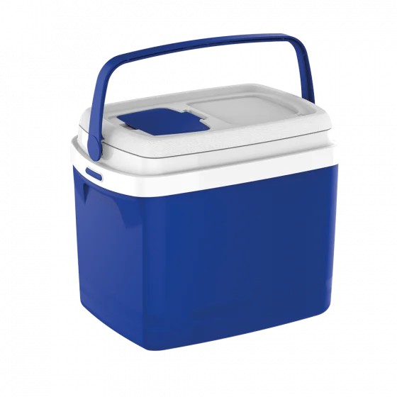 Caixa térmica Soprano Tropical 32 L azul com alça articulável
