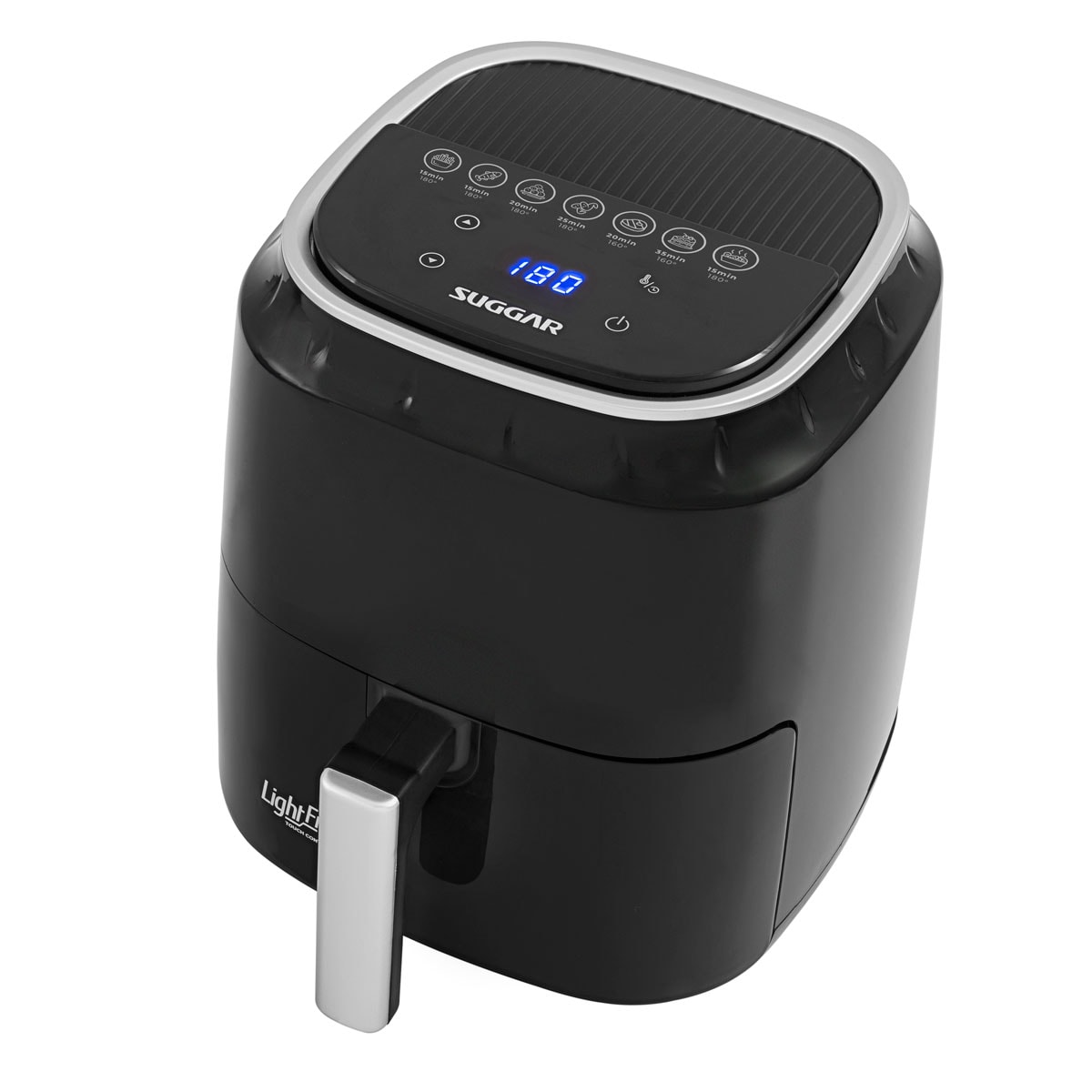 Fritadeira Suggar Light Fry Touch Control preta de 4 litros com painel digital azul no topo