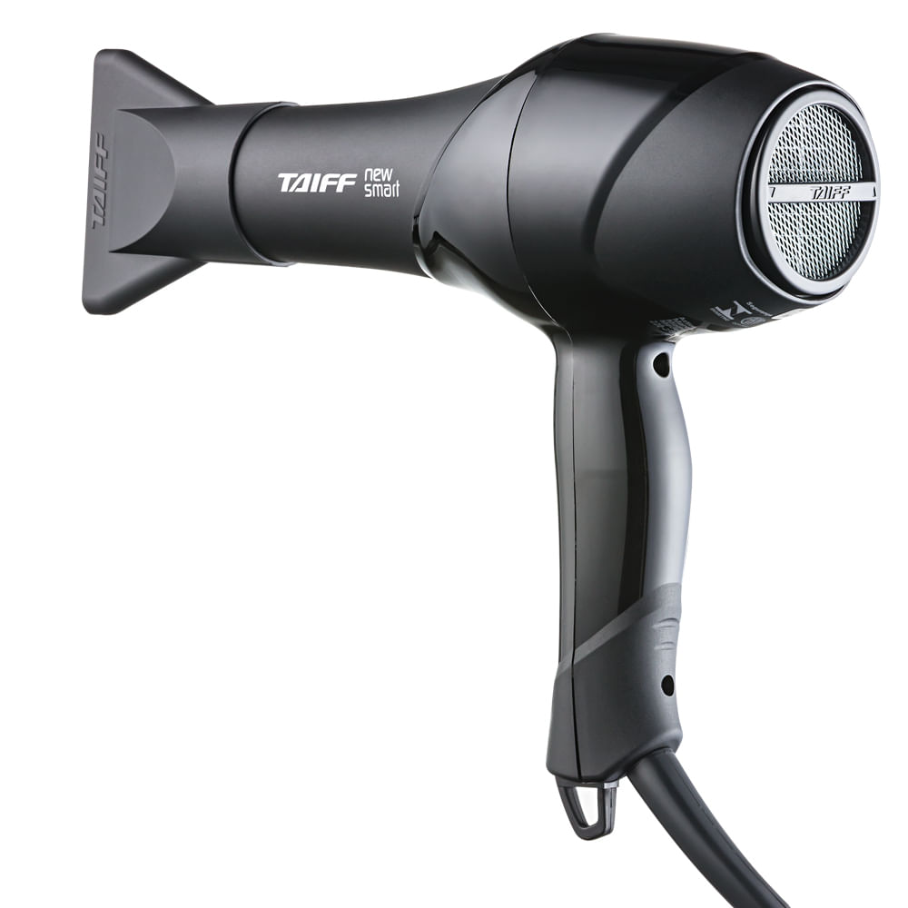 Secador de cabelo Taiff New Smart 1700W preto com grade prateada e bico direcionador