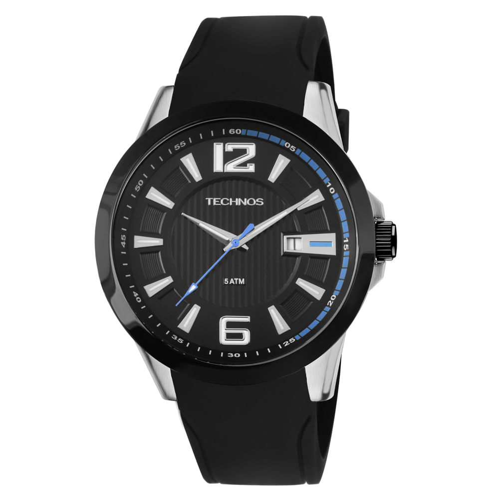 Relógio Technos Racer 2115KNW/8P com mostrador preto e pulseira de silicone