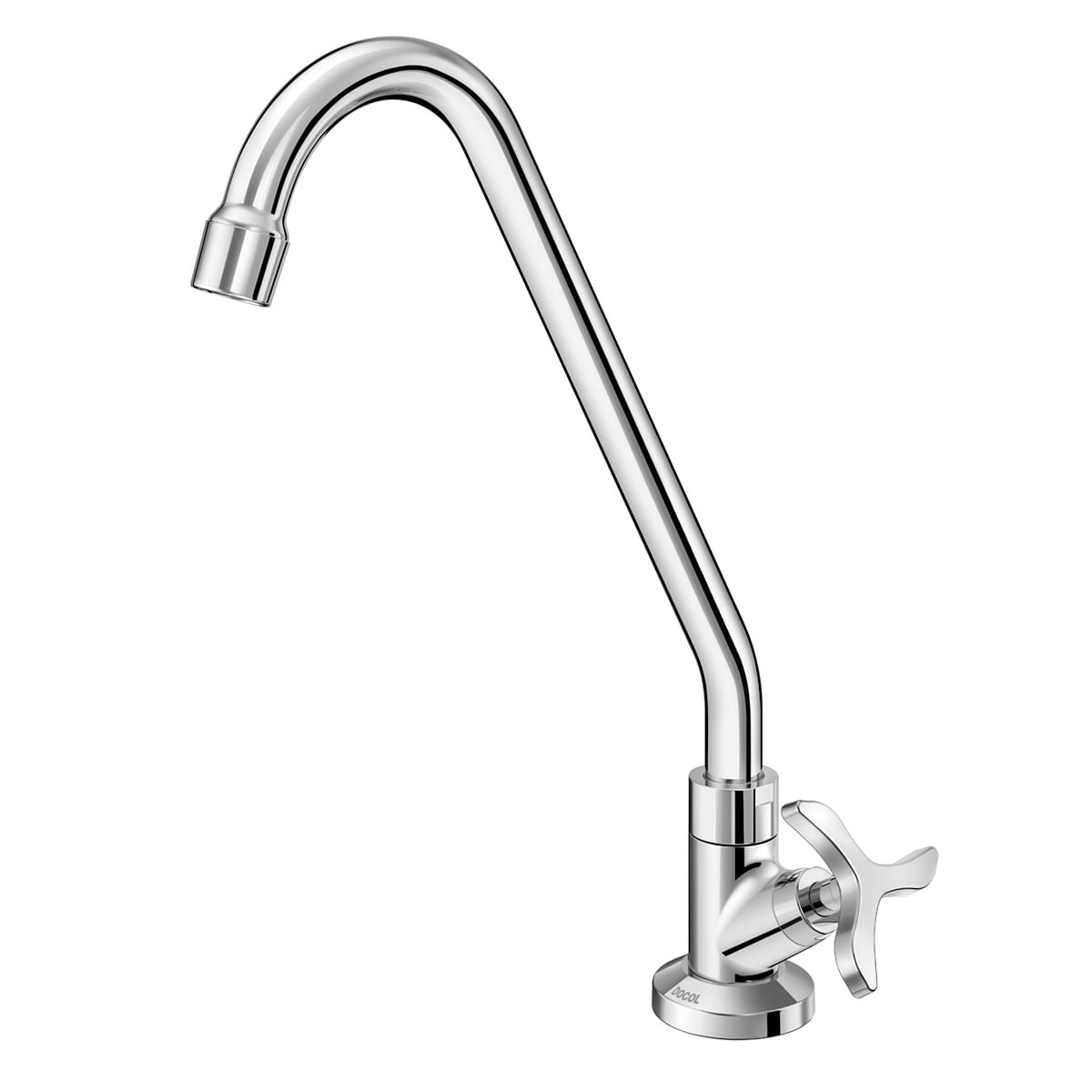 Torneira de cozinha de mesa Docol Nova Pertutti cromada, com bica alta curva e volante de três pontas