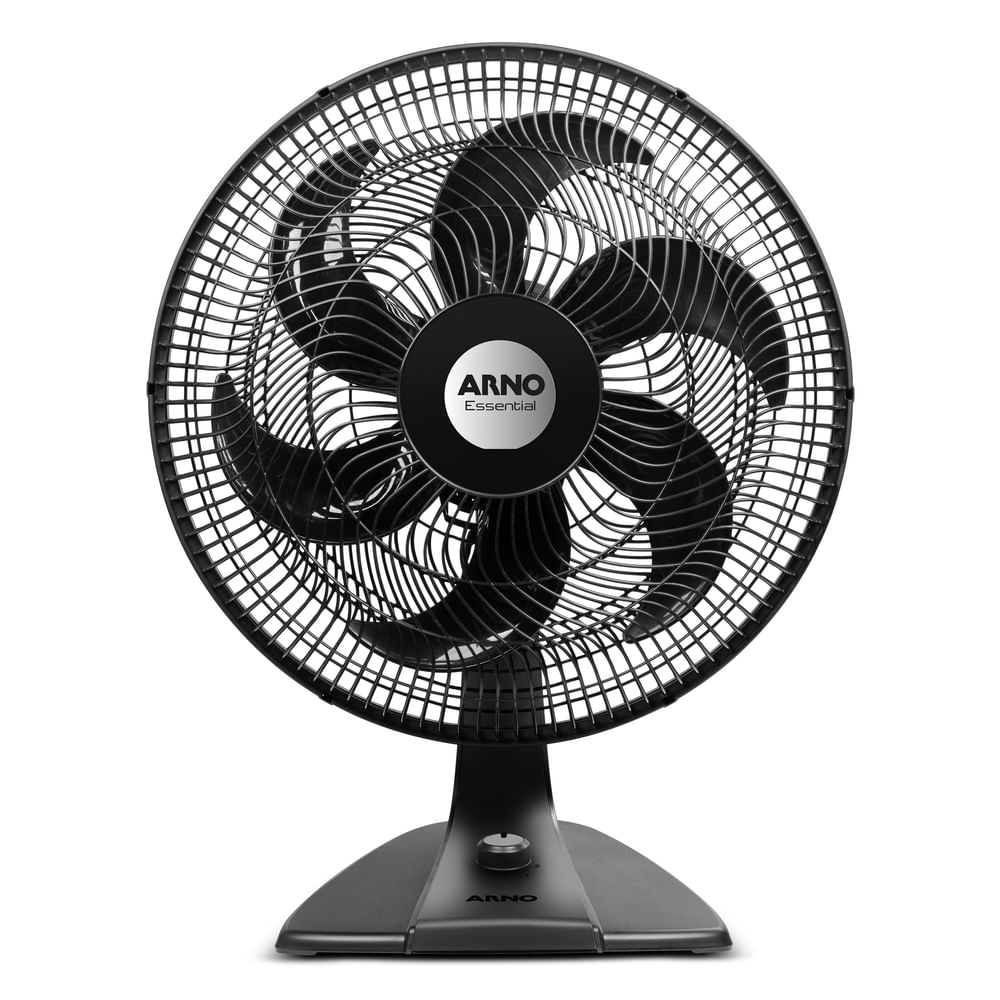 Ventilador de mesa Arno Essential VE2E preto, de 40 cm, visto de frente