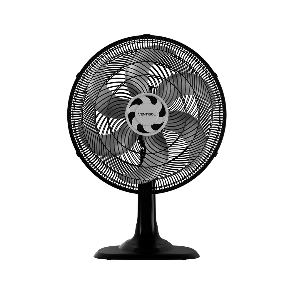 Ventilador de mesa Ventisol Turbo 6P 40 cm preto com hélice de 6 pás cinza e base larga