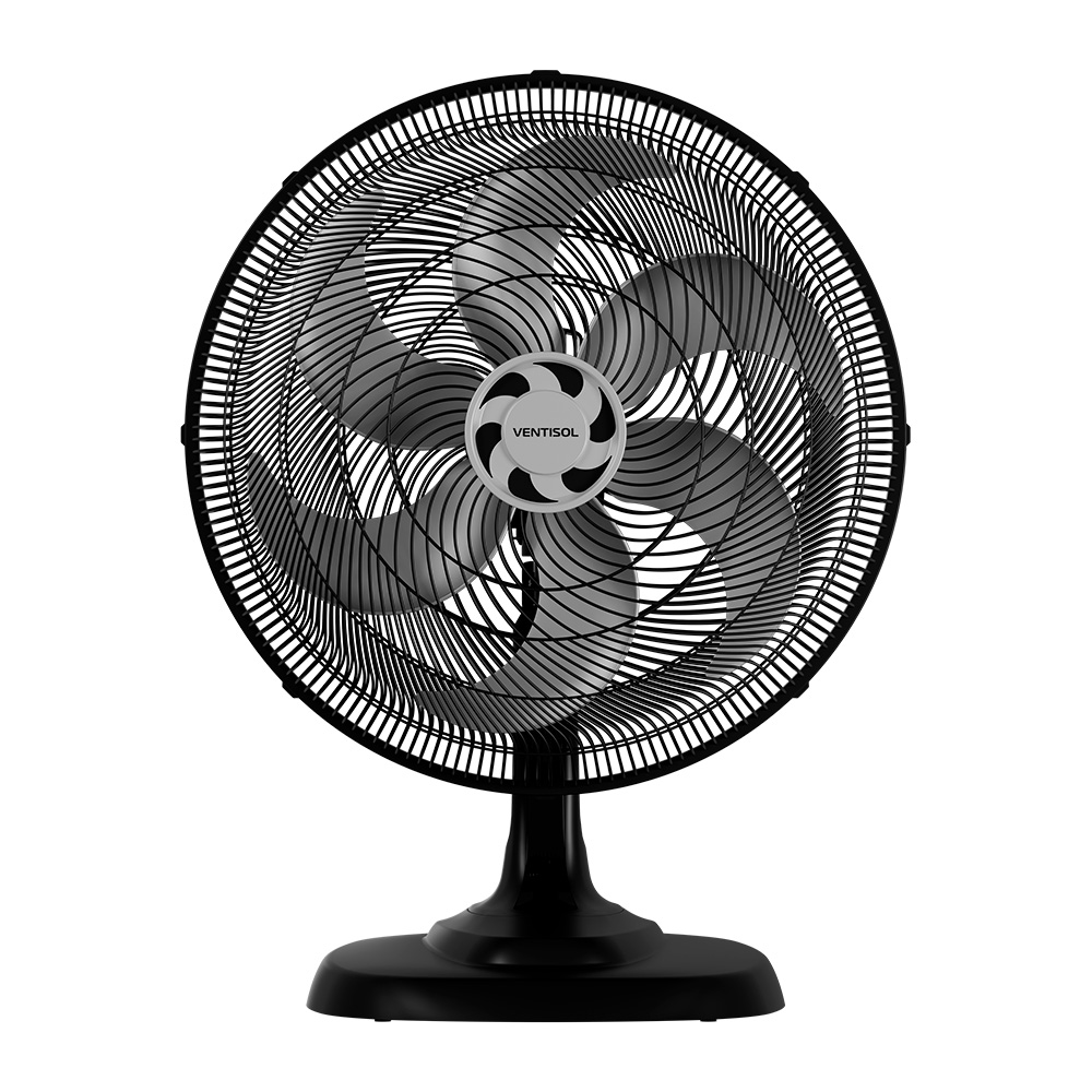 Ventilador de mesa Ventisol Turbo 6P 50 cm preto com hélice de 6 pás cinza e base larga